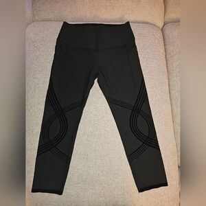 Black High-Waisted Leggings Waist Is 31 Inches Without The Stretch